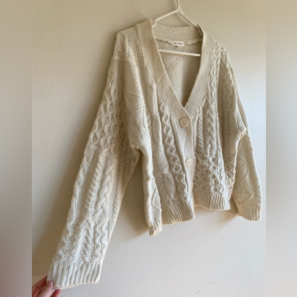 Blu Pepper White Cream Knit Cardigan Button Up Women’s Small - Picture 4 of 8